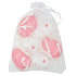 Eggs with hearts white and pink plastic for hanging 6 cm, 6 pieces in organza