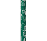 Zöwie Gift wrapping paper 70 x 150 cm Christmas Nordic Light green with white houses and trees