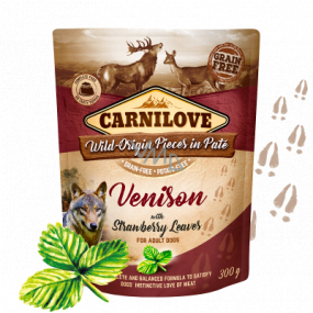 Carnilove Dog Pouch Paté Game with strawberry leaves in a cellless pouch for adult dogs 300 g