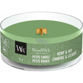 WoodWick Hemp & Ivy - Hemp and ivy scented candle with wooden wick petite 31 g