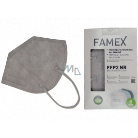 Famex Respirator oral protective 5-layer FFP2 face mask gray 10 pieces