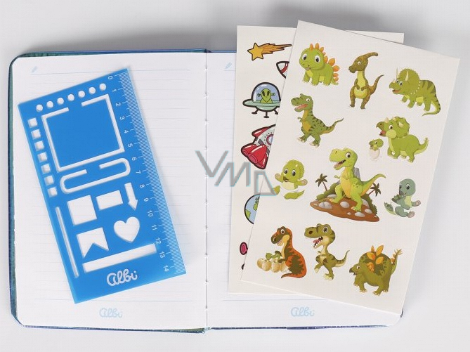 Albi Blok Airflow with sequins Gray dinosaur 14.8 x 21 cm VMD