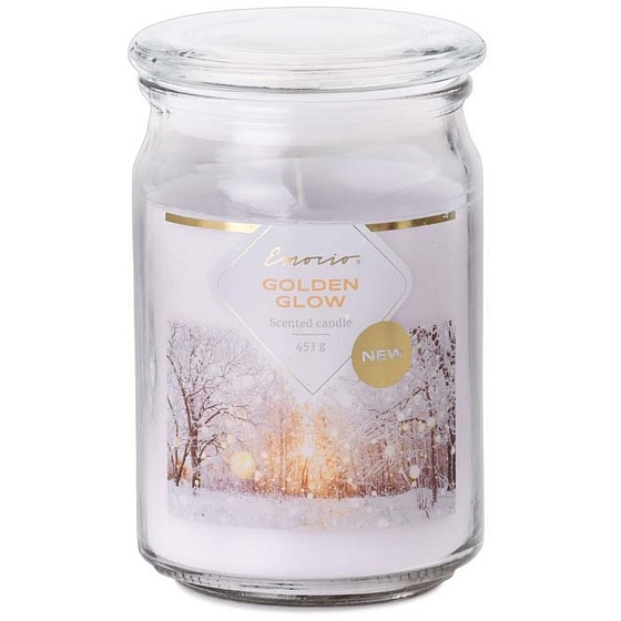 Emocio Golden Glow scented candle glass with glass lid 453 g 93 x 142 mm