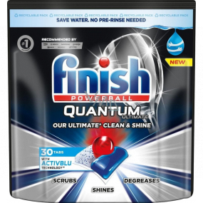Finish Quantum Ultimate Dishwasher Tablets, protects dishes and glasses, brings brilliant cleanliness, shine 30 pcs