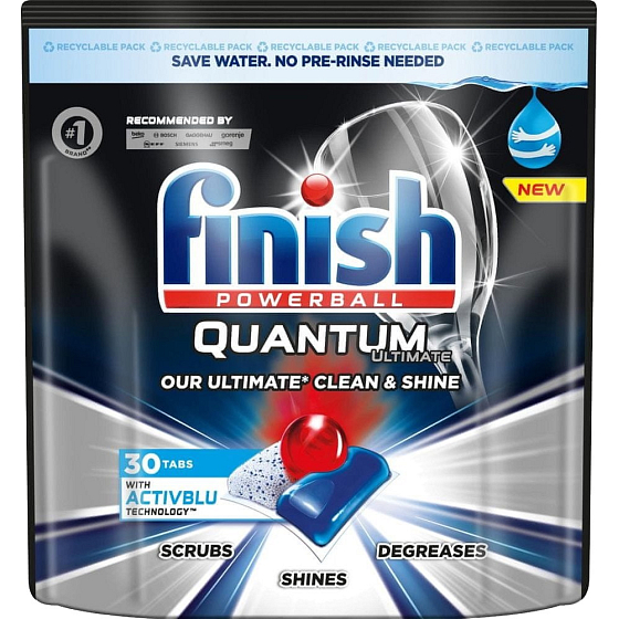 Finish Quantum Ultimate Dishwasher Tablets, protects dishes and glasses, brings brilliant cleanliness, shine 30 pcs
