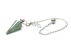 Avanturine green pendulum natural stone 3,5 cm + chain with ball 18 cm, lucky stone