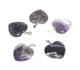 Amethyst Heart Pendant natural stone 20 mm, stone of kings and bishops