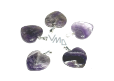 Amethyst Heart Pendant natural stone 20 mm, stone of kings and bishops