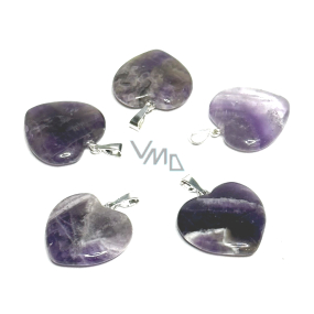 Amethyst Heart Pendant natural stone 20 mm, stone of kings and bishops