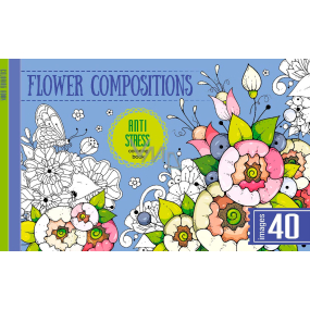 Ditipo Relaxation colouring book in hardcover Floral compositions 200 x 126 mm 20 pages