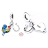 Charm Sterling Silver 925 Rooster and Horseshoe 2-in-1, Animal Bracelet Pendant