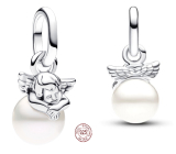 Charm Sterling silver 925 Angel on a cloud - Mini medallion, bracelet pendant symbol