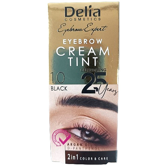 Delia Cosmetics Color Cream eyebrow tint with argan oil 1.0 Black 15 ml + 15 ml