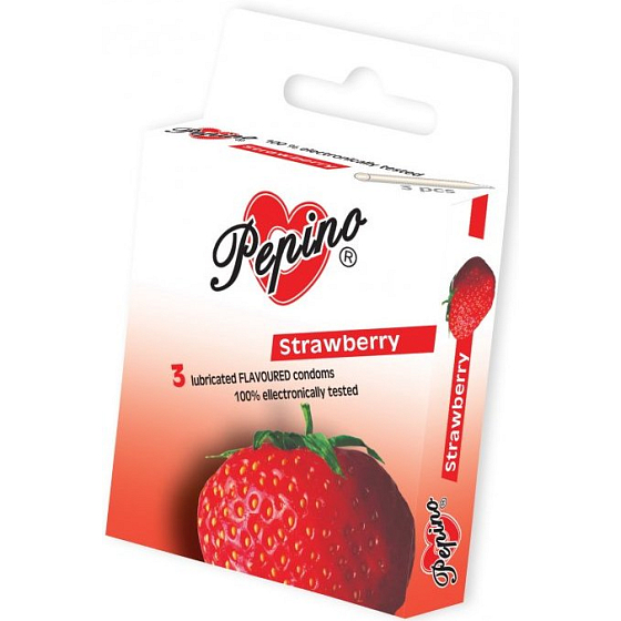 Pepino Strawberry Natural Latex Condom 3 Pieces
