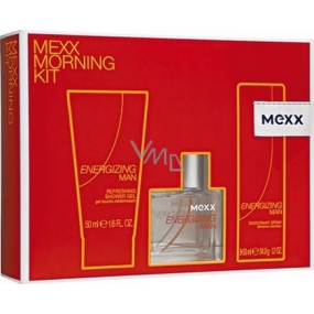 Mexx Energizing Man eau de toilette 30 ml + shower gel 50 ml + deodorant spray 50 ml, gift set
