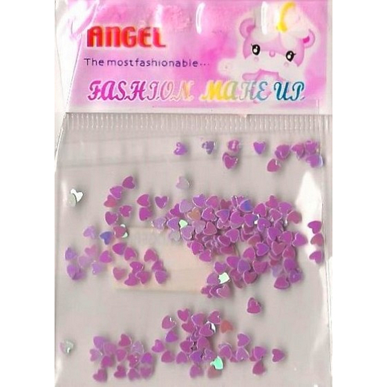 Angel Nail decorations hearts light purple 1 pack