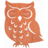 Orange wooden owl for hanging 12 cm