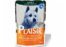 Plaisir Dog chicken pieces with vegetables complete food for adult dogs pocket 100 g