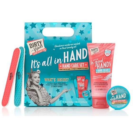 Dirty Works Its All In Hand hand cream 100 ml + nail balm and cuticle 10 g + nail file 2 pieces, cosmetic set