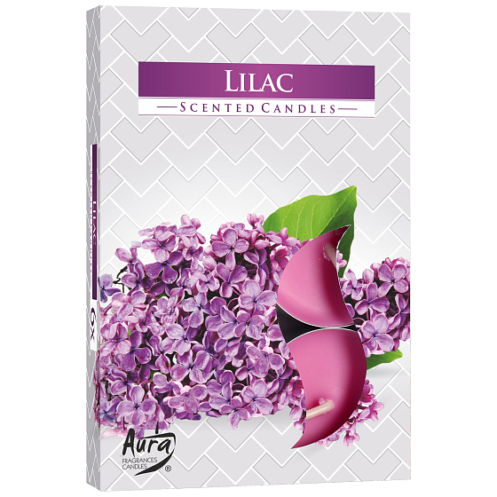 Bispol Aura Lilac - Lilac Scented Tealight Candles 6 Pieces