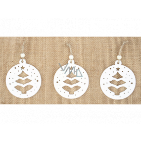 Sapling wooden hanging white 6 cm 3 pieces