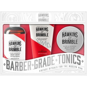 Hawkins & Brimble Men shower gel 250 ml + mattifying hair pomade 100 ml + face cleansing gel 150 ml, cosmetic set for men