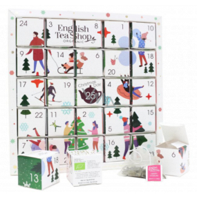 English Tea Shop Bio Advent calendar Puzzle white 25 pieces of biodegradable tea pyramids, 13 flavors, 48 g, gift set