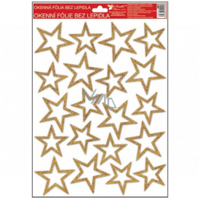 Window film without glue with glitter gold stars 33,5 x 26 cm