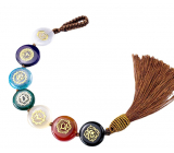 7 Chakras FengShui, Meditation amulet, natural stone with tassel, hanging healing 22 cm + tassel 12 cm