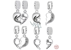 Charm Sterling Silver 925 Maternal Bond - Mother and Daughter 2-in-1 Heart, Split Pendant for Family Bracelet