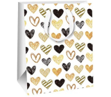 Ditipo Gift paper bag 18 x 22,7 x 10 cm Glitter - white various hearts