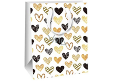 Ditipo Gift paper bag 18 x 22,7 x 10 cm Glitter - white various hearts