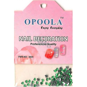 Opoola nail decorations rhinestones hearts green 2624 20 pieces