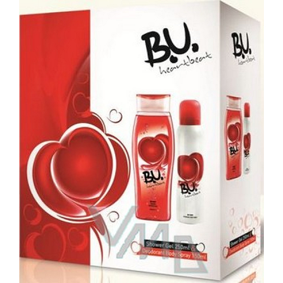 BU Heartbeat shower gel 250 ml + deodorant spray 150 ml, gift set for women