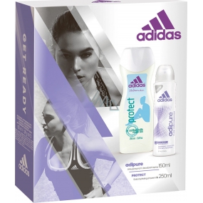 Adidas Adipure antiperspirant deodorant spray for women 150 ml + Protect shower gel 250 ml, for women cosmetic set