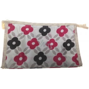 Etue Square beige with black and pink flowers 21 x 14 x 6 cm 70190