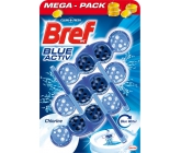 Bref Blue Aktiv Chlorine WC block for hygienic cleanliness and freshness of your toilet, colors the water in a blue shade 3 x 50 g