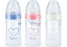 Nuk First Choice Plus New Classic Love silikonové pítko 0-6 měsíců láhev plastová 150 ml