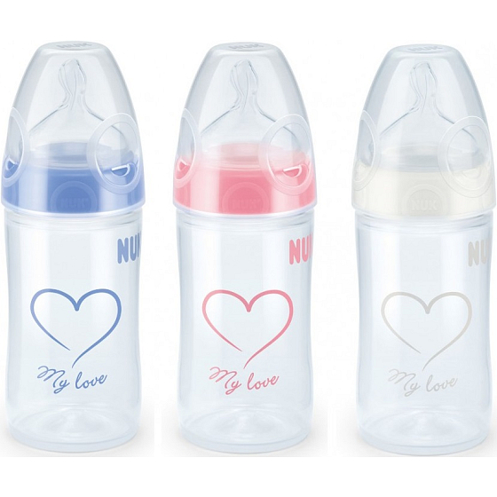 Nuk First Choice Plus New Classic Love silicone drinker 0-6 months plastic bottle 150 ml