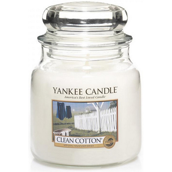 Yankee Candle Clean Cotton - Clean Cotton Scented Candle Classic Medium Jar 411 g