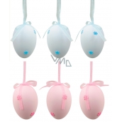 Plastic eggs for hanging 5 cm, with a flower, 6 pieces in a bag
