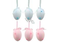 Plastic eggs for hanging 5 cm, with a flower, 6 pieces in a bag