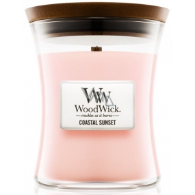 WoodWick Coastal Sunset - Sunset on the coast scented candle with wooden wick and glass lid medium 275 g