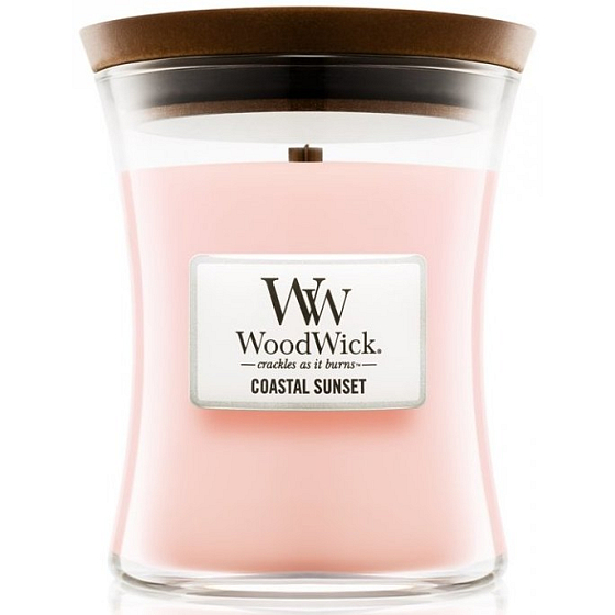 WoodWick Coastal Sunset - Sunset on the coast scented candle with wooden wick and glass lid medium 275 g