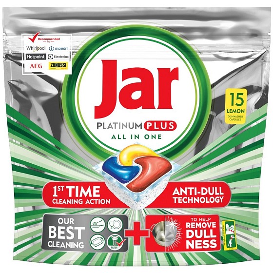 Jar Platinum Plus All in One Lemon Dishwasher capsules 15 pieces