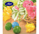 Nekupto Paper napkins 3 ply 33 x 33 cm 20 pieces Easter Yellow, pink tulips, green, blue egg