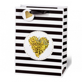 BSB Luxury gift paper bag 36 x 26 x 14 cm Golden Glitter Heart LDT 409 - A4