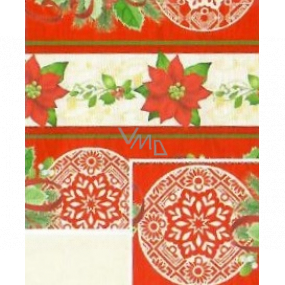 Nekupto Gift wrapping paper 70 x 200 cm Christmas Red-beige poinsettia