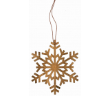 Wooden snowflake for hanging brown 10 cm