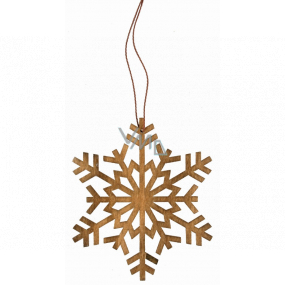 Wooden snowflake for hanging brown 10 cm